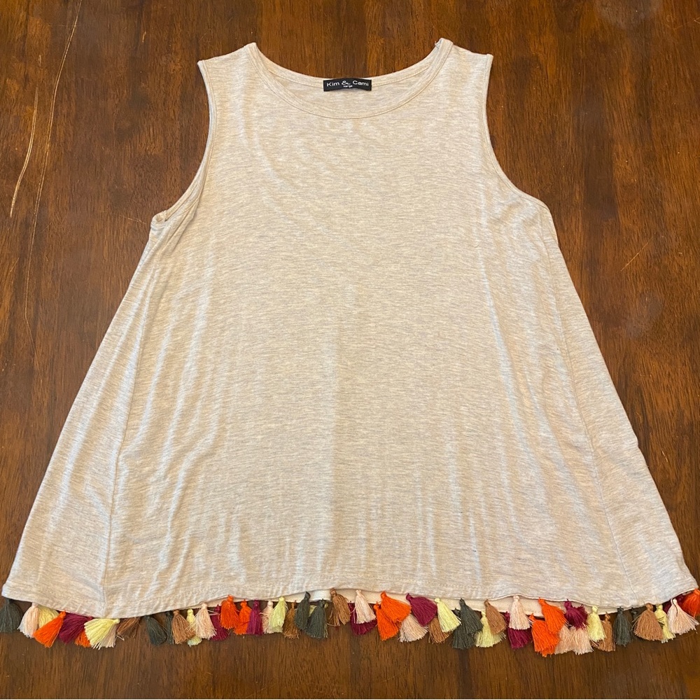 Fun & Festive Tassel Sleeveless Top - Size L